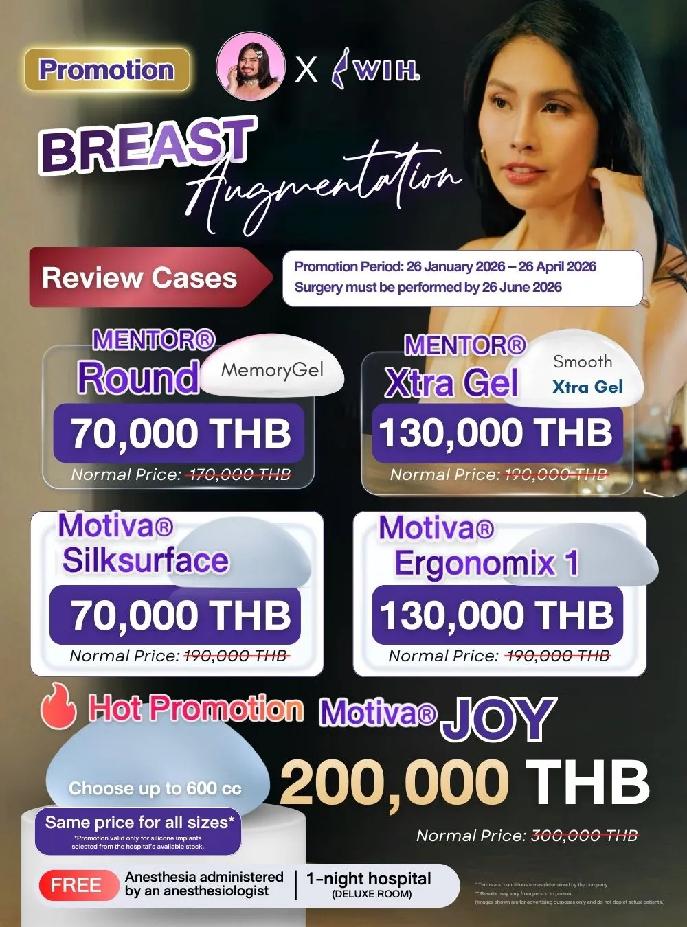 Promotion Breast Surgery-special prices-Dr.Chettasak | WIH hospital Thailand