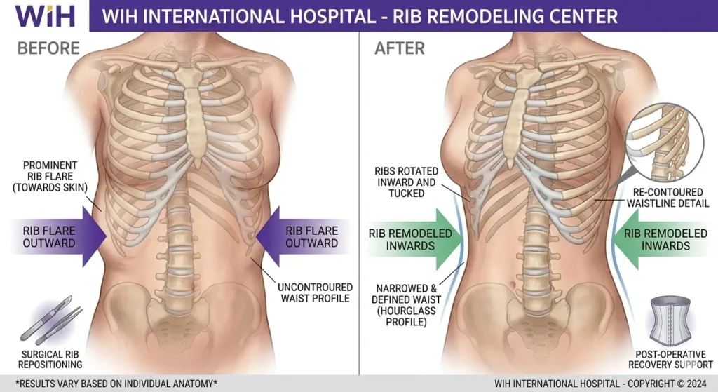 Illustration showing the process of rib remodeling | WIH hospital Thailand